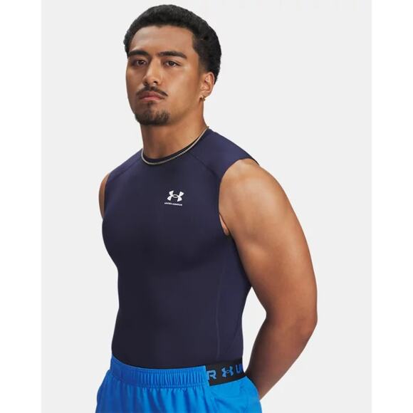 NWT Under Armour HeatGear Men's Compression Sleeveless in Midnight Navy size XL - Picture 1 of 7